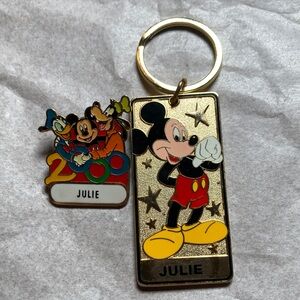 VTG Mickey Mouse Keychain and Pin Set “Julie” 2000 Collectible